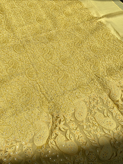 Naaz Chikankari Netpatch Unstitched Kurta - Famous Chikankari