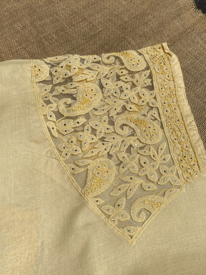 Naaz Chikankari Netpatch Unstitched Kurta - Famous Chikankari