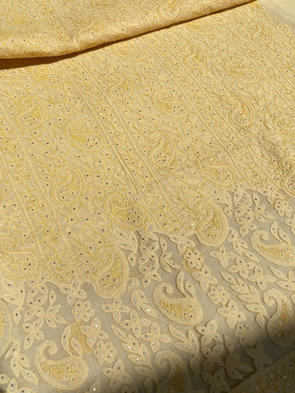 Naaz Chikankari Netpatch Unstitched Kurta - Famous Chikankari