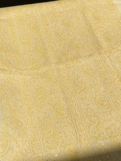 Naaz Chikankari Netpatch Unstitched Kurta - Famous Chikankari