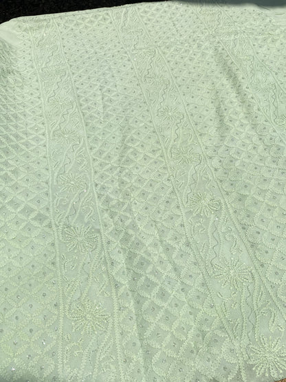 Roshan-e-Noor Mint Green Chikankari Unstitched Set - Famous Chikankari