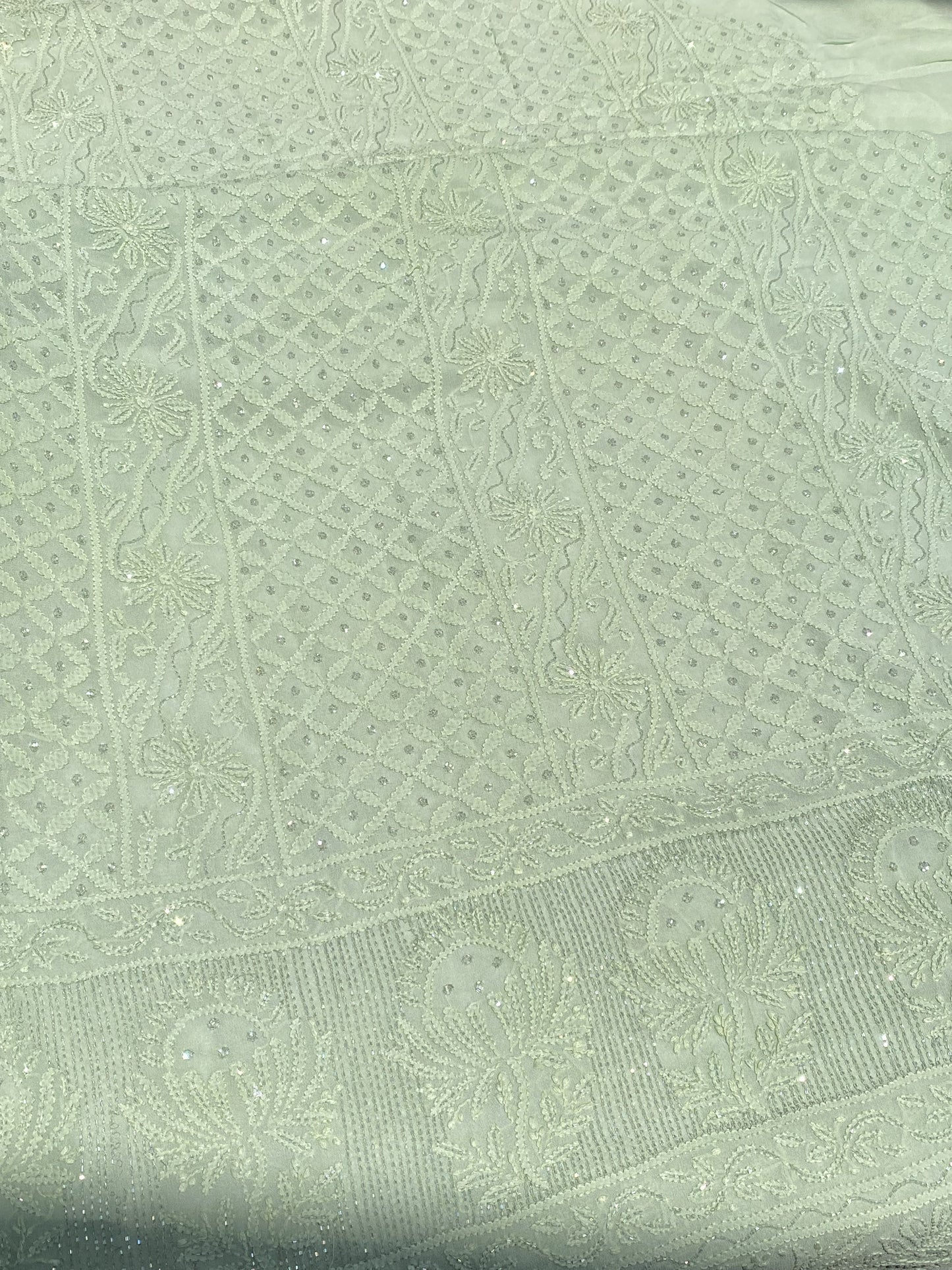Roshan-e-Noor Mint Green Chikankari Unstitched Set