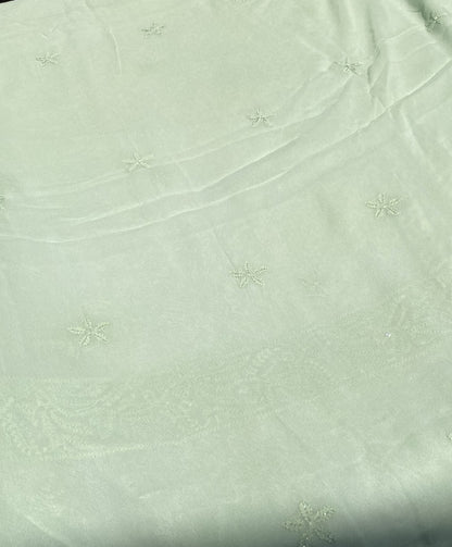 Roshan-e-Noor Mint Green Chikankari Unstitched Set - Famous Chikankari