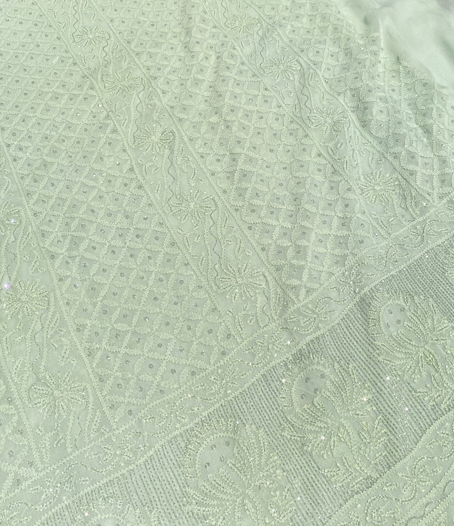 Roshan-e-Noor Mint Green Chikankari Unstitched Set