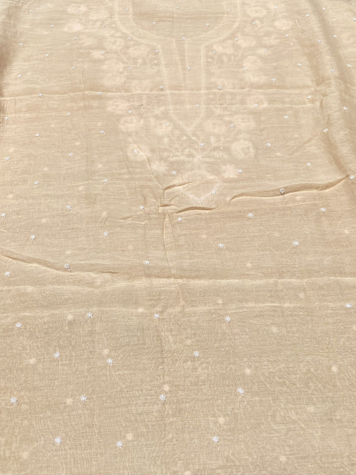 Noor-e-mulmul Peach Unstitched Chikankari Set