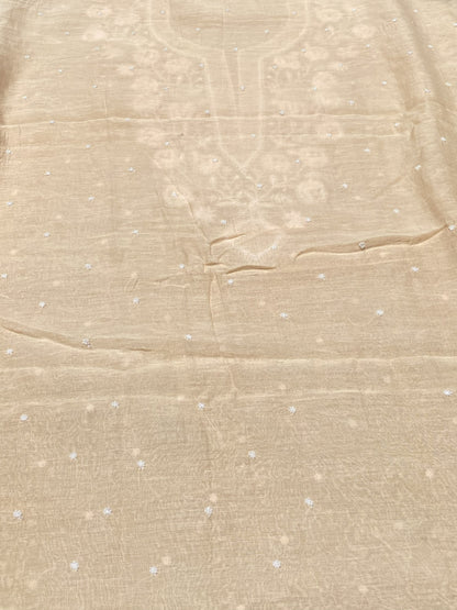 Noor-e-mulmul Peach Unstitched Chikankari Set - Famous Chikankari