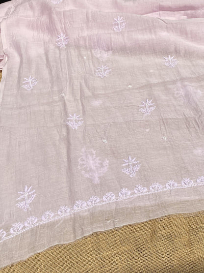 Noor-e-mulmul Pale Mauve Unstitched Chikankari Set - Famous Chikankari