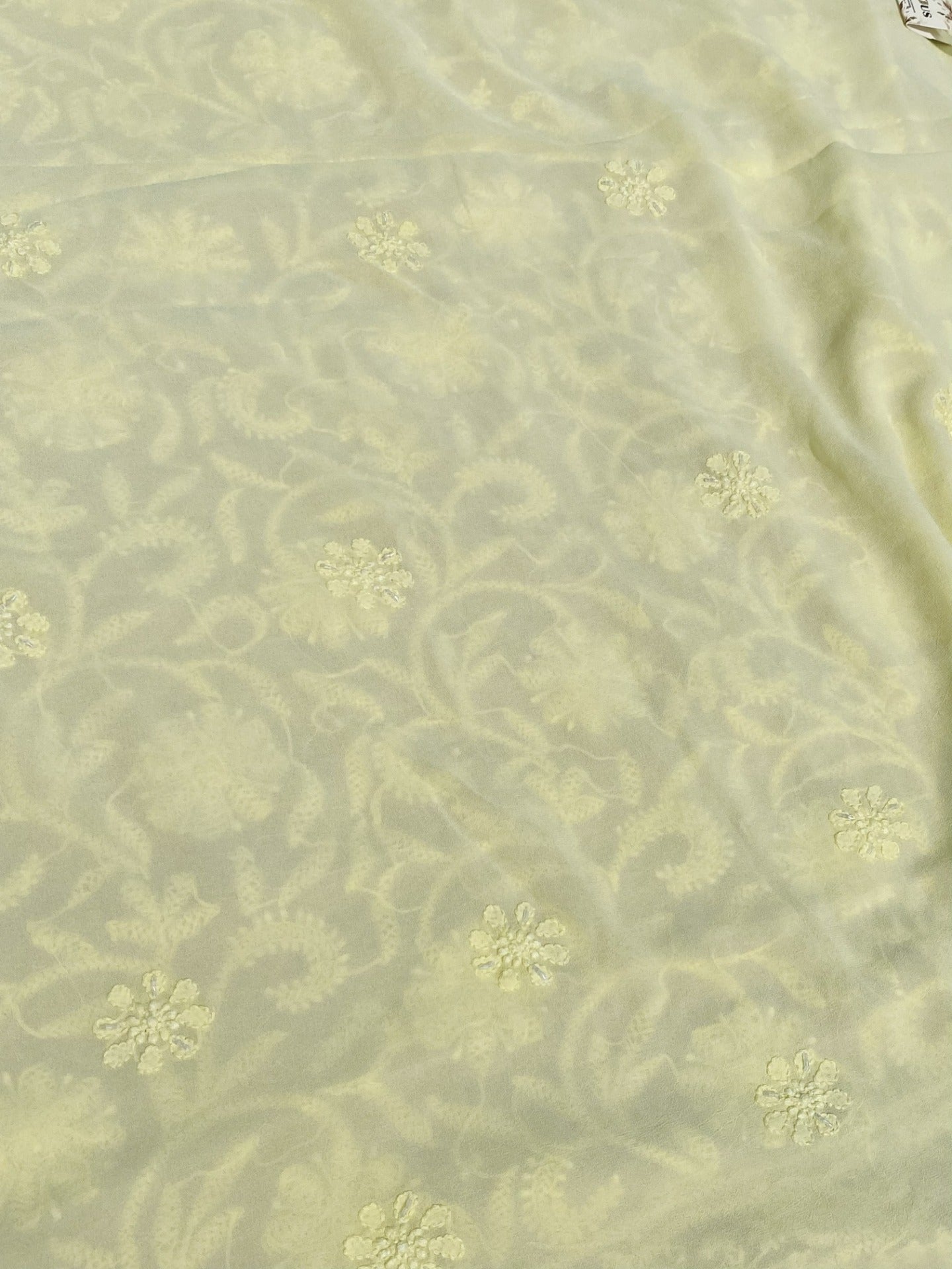 Lemon Chikankari Pure Viscose Unstiched Kurta Dupatta