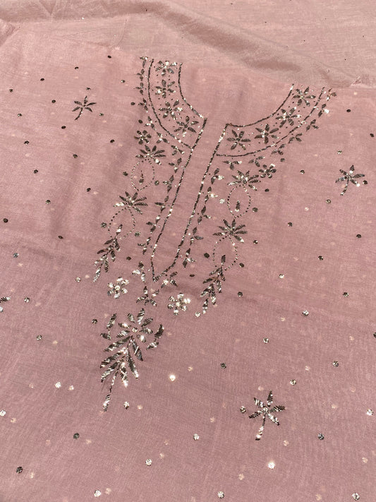 Roohani – Chiku Handcrafted Unstitched Mukaish Kurta Dupatta Set