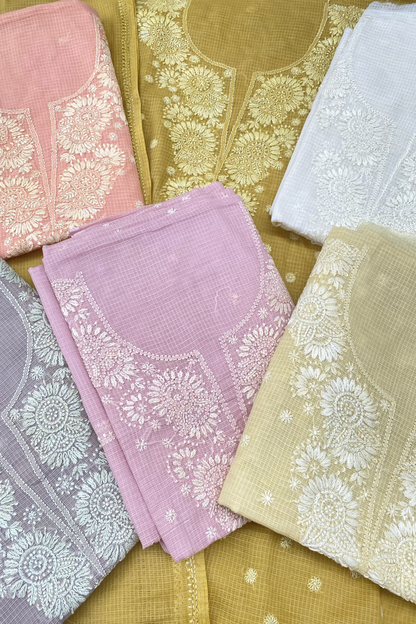 Kota Cotton Chikankari Unstitched Suits