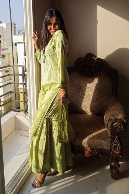 Jahan-Ara Chikankari Kurti Gharara set