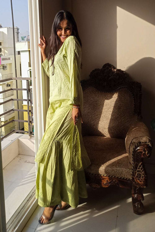 Jahan-Ara Chikankari Kurti Gharara set