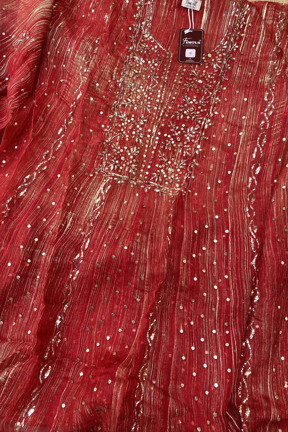 Meher Pure Organza Semi-Stitched Pittawork Anarkali Set