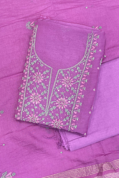 Noor-e-Mulmul Lilac Chikankari Unstiched Set