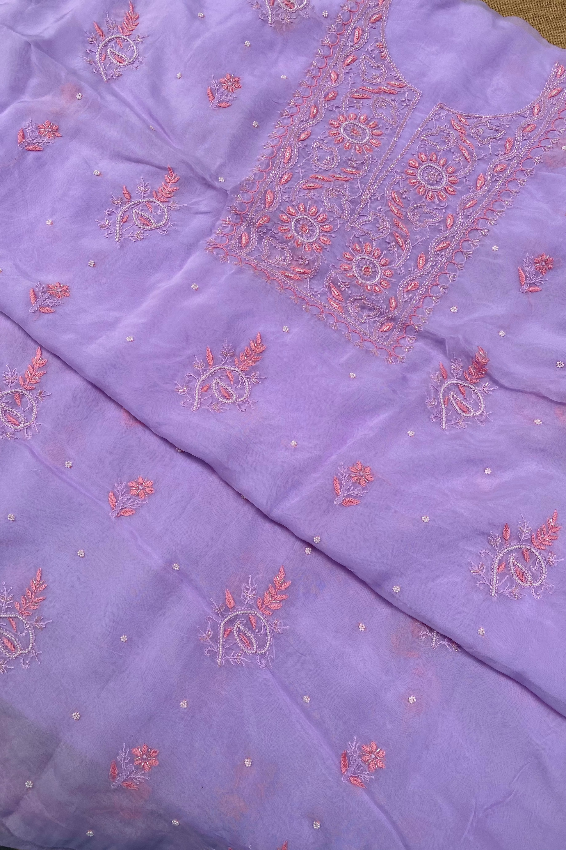 Noor-e-Rang Light Mauve Chikankari Unstitched Dress