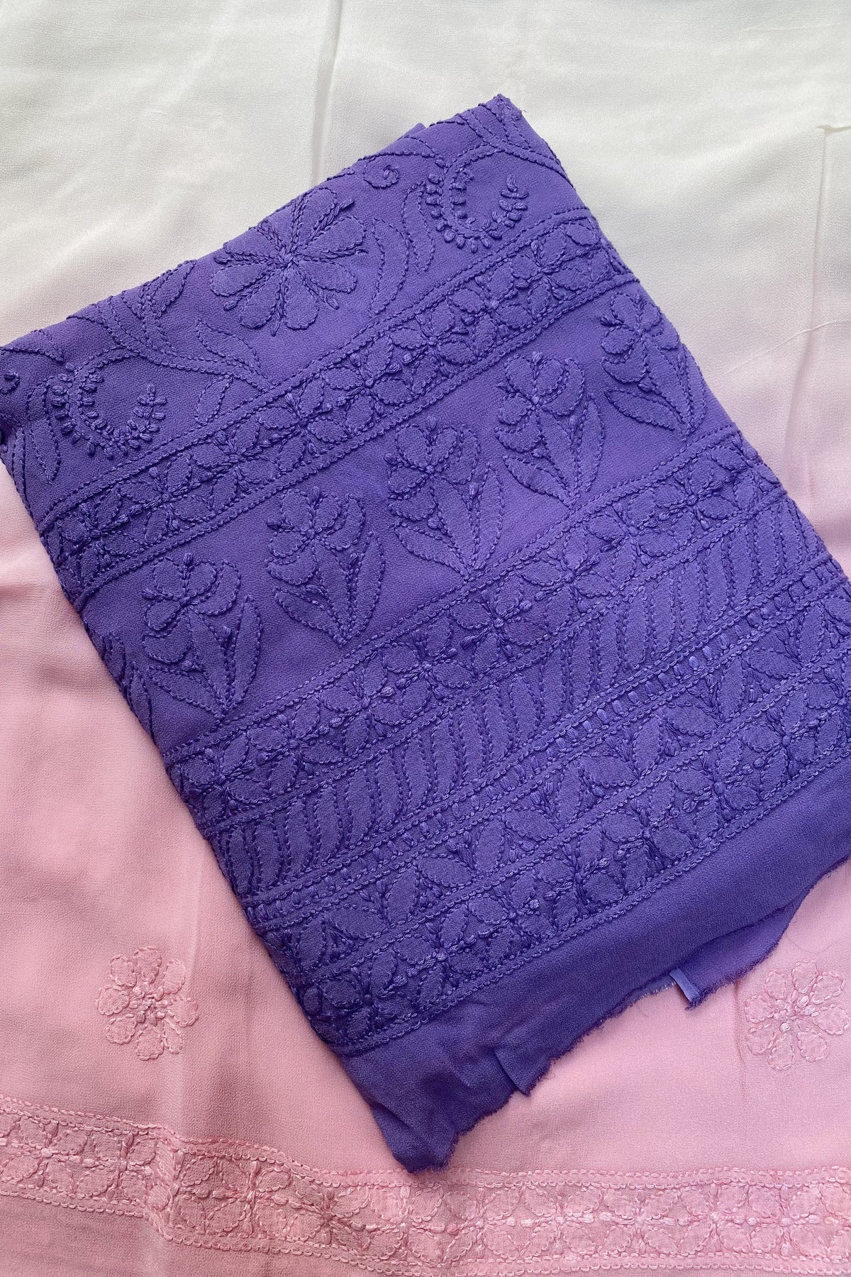 Noor-e-Zeenat – Viscose Unstitched Tri Color Chikankari Elegance