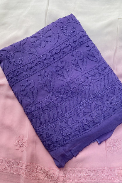 Noor-e-Zeenat – Viscose Unstitched Tri Color Chikankari Elegance