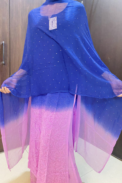 Rang-e-Husn Viscose Chikankari Kurti Plazo Dupatta Sets