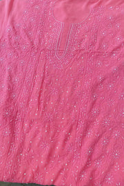 Rangrez Noor| Hot Pink Chikankari Unstitched Suit with Pearl Addons