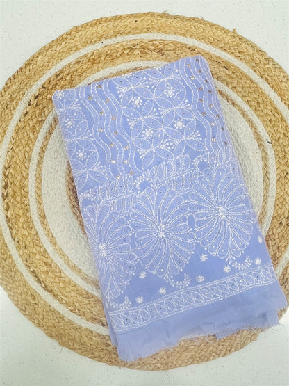 Purple Chikankari Unstiched Dress Material - Famous Chikankari