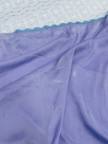 Purple Chikankari Unstiched Dress Material - Famous Chikankari