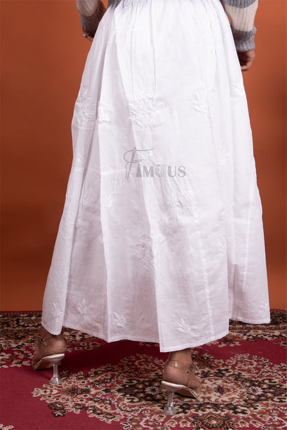Chikankari Long Skirt In Mulmul Cotton - Famous Chikankari