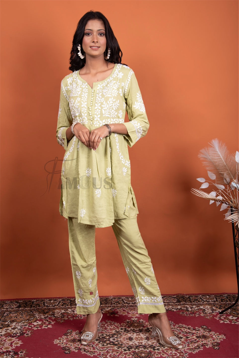 Green Chikankari Pocket Style Coord Set