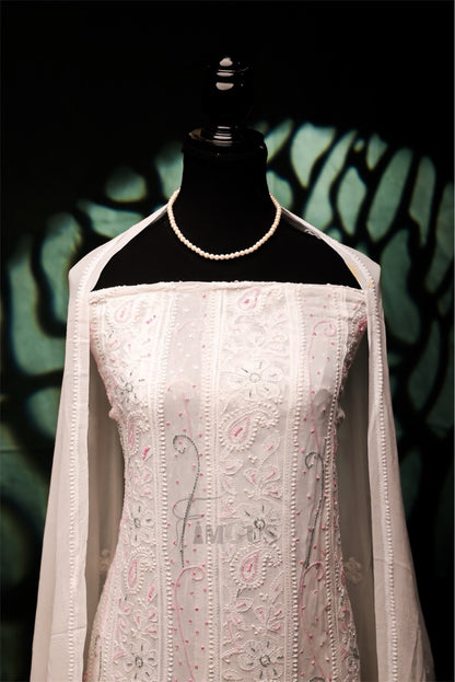 Premium Chikankari Anarkali And Dupatta Set - Famous Chikankari