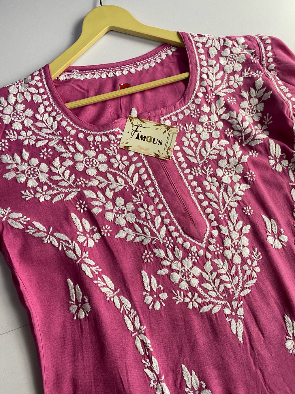 Magenta Chikankari Kali Style Long Kurti