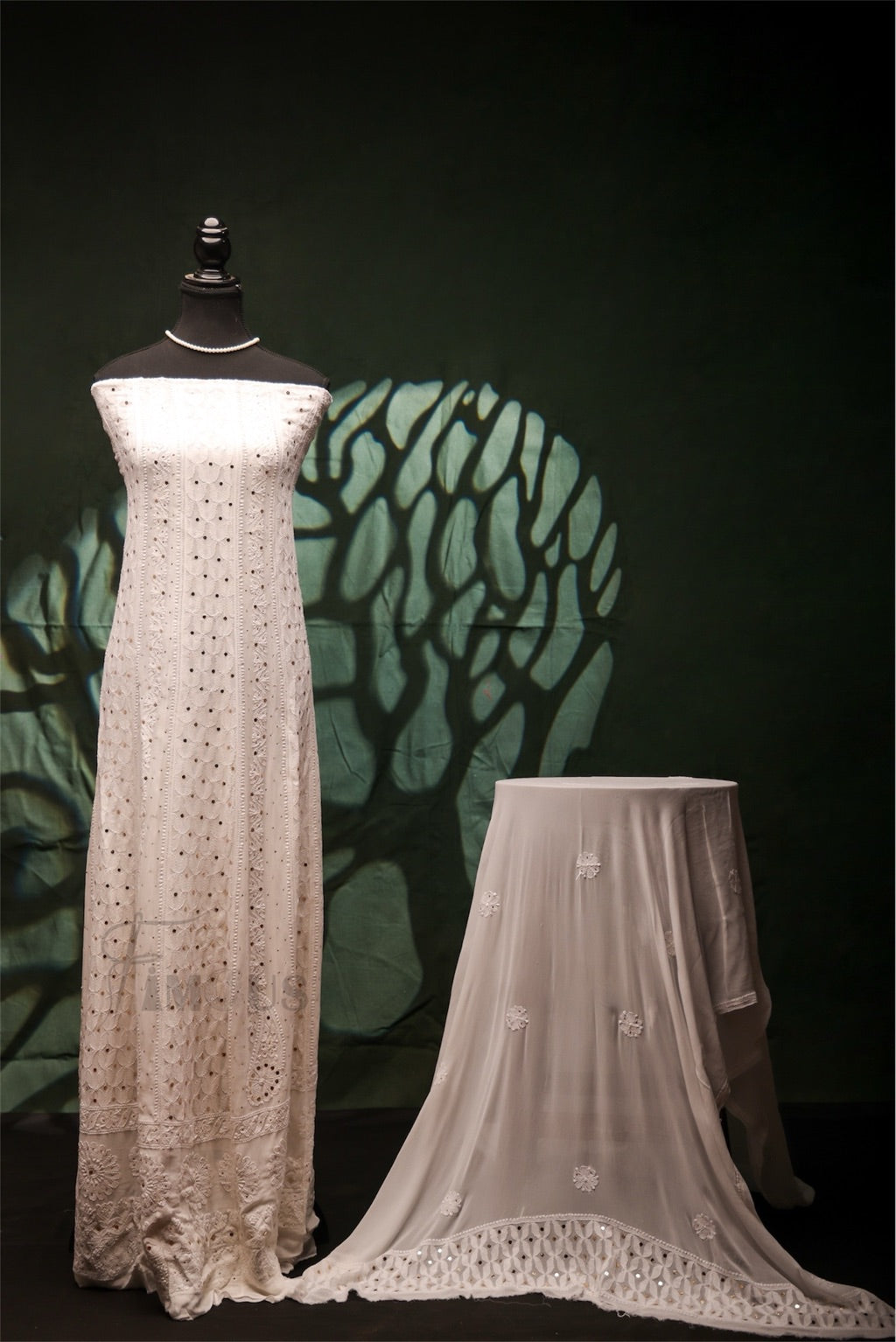 Premium Chikankari With Mukaish Anarkali And Dupatta Set