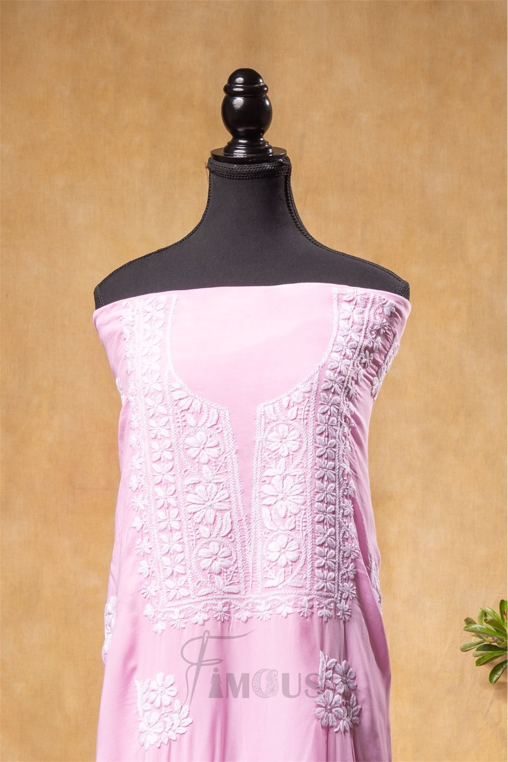 Pink Modal Chikankari Unstiched Dress Material