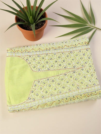 Limegreen Chikankari Unstiched Cotton Dress Material - Famous Chikankari