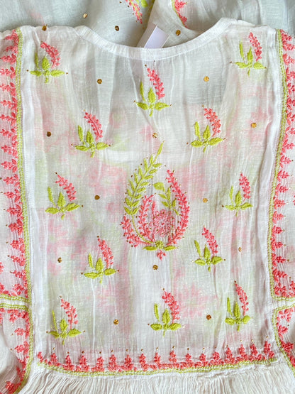 Aafreen Handcrafted Chikankari Mukaish Gown Set - Famous Chikankari