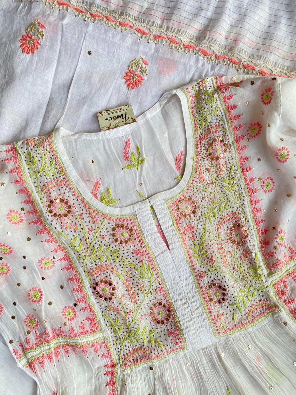 Aafreen â€“ Handcrafted Chikankari Mukaish Gown Set
