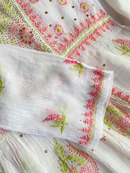 Aafreen Handcrafted Chikankari Mukaish Gown Set - Famous Chikankari