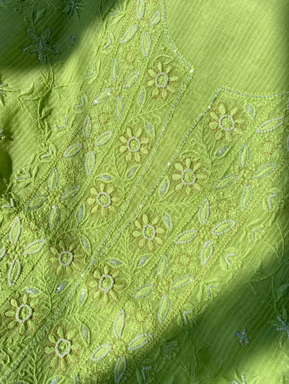 Tabassum Chikankari Jaal Work Unstiched Kurta Dupatta Set - Famous Chikankari