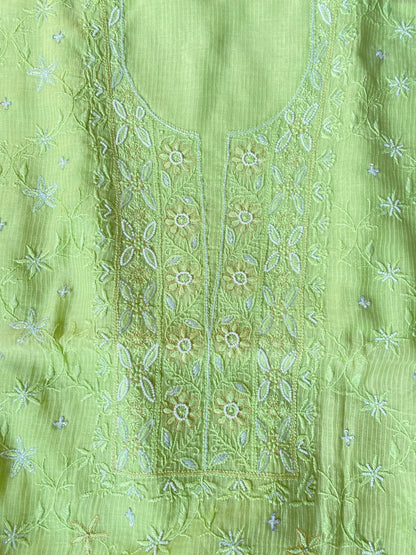 Tabassum Chikankari Jaal Work Unstiched Kurta Dupatta Set - Famous Chikankari