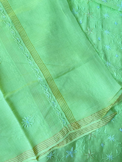 Tabassum Chikankari Jaal Work Unstiched Kurta Dupatta Set - Famous Chikankari