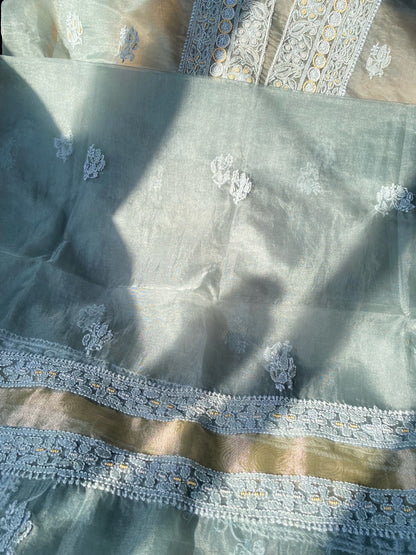 Mahim Premium Grey Chikankari Unstiched Dress - Famous Chikankari