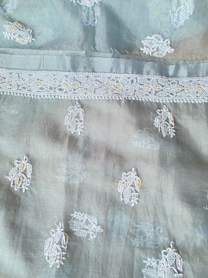 Mahim Premium Grey Chikankari Unstiched Dress - Famous Chikankari