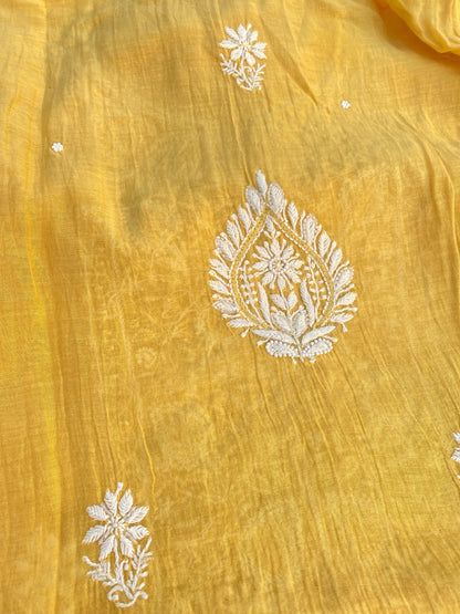 Jashn Handcrafted Chikankari Semi Stiched Kurta Dupatta Set - Famous Chikankari