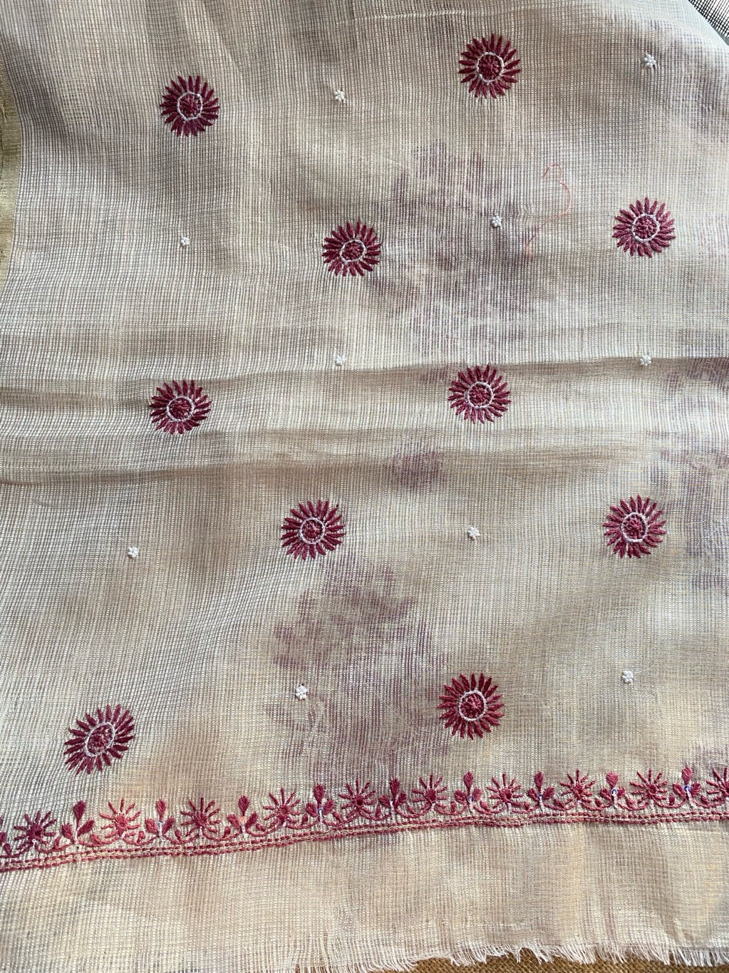 Zunaira Beige Chikankari Unstiched Kurta Dupatta