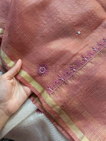 Zunaira Beige Chikankari Unstiched Kurta Dupatta - Famous Chikankari