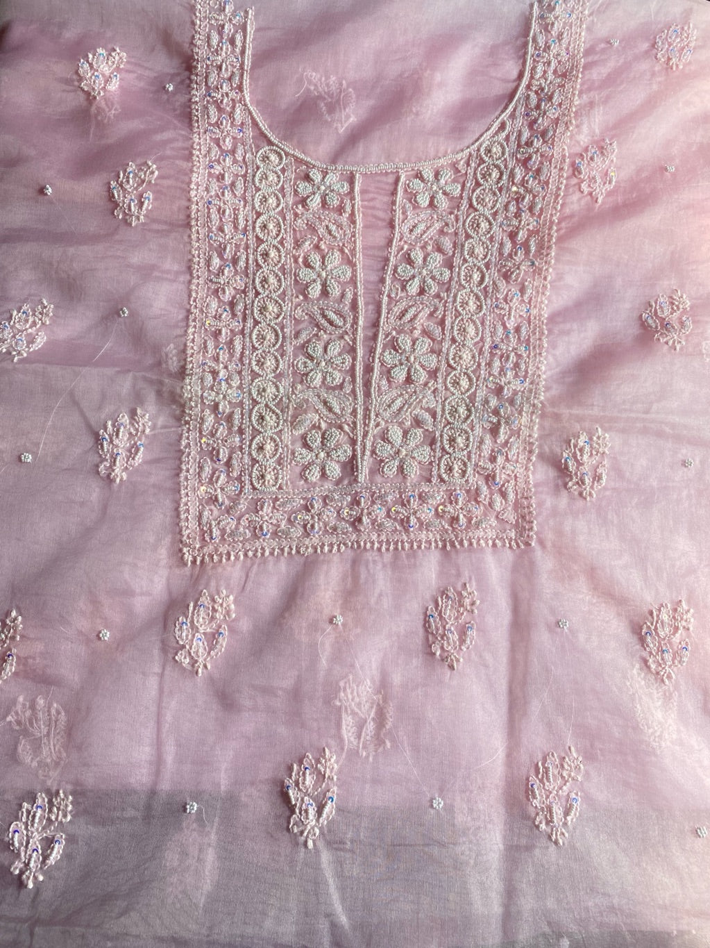 Karizma Premium Pink Chikankari Unstiched Dress
