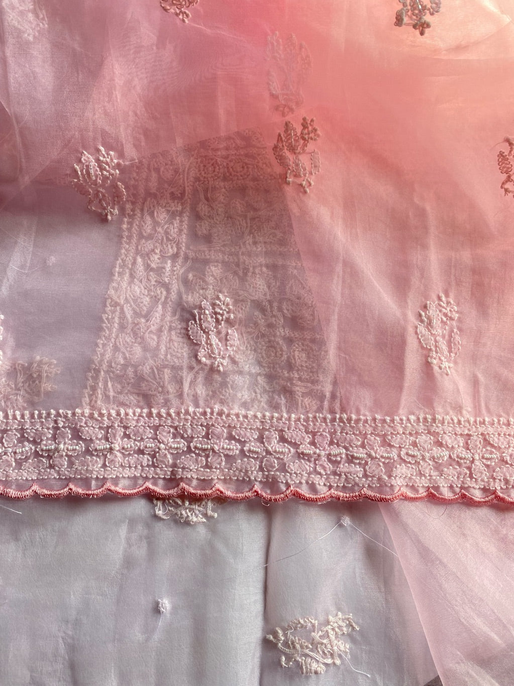 Karizma Premium Pink Chikankari Unstiched Dress