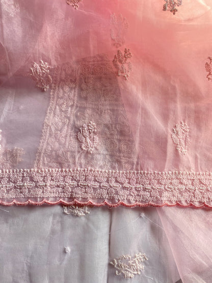 Karizma Premium Pink Chikankari Unstiched Dress - Famous Chikankari
