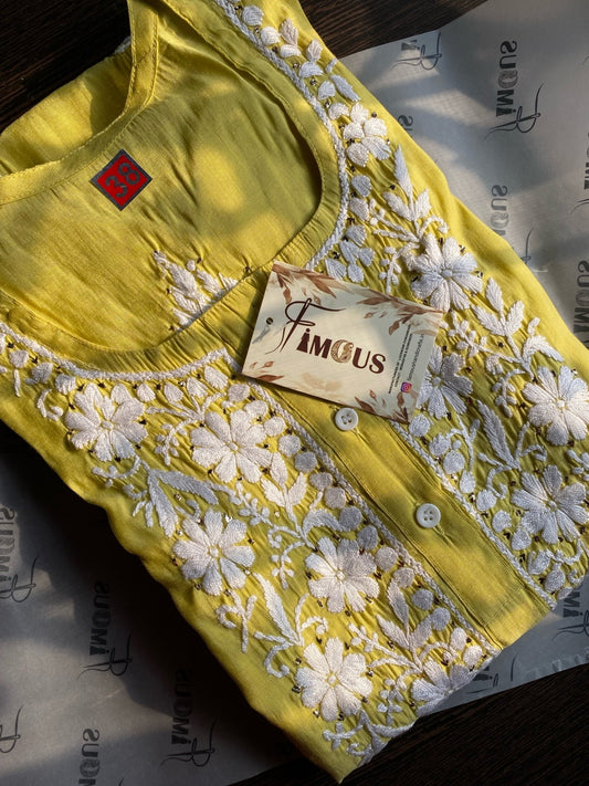 Dhani Chikankari Mukaish Kurta Plazo Set - Famous Chikankari