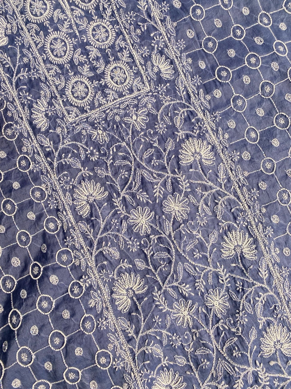 Neelam Chikankari Jaal Work Unstiched Kurta Dupatta Set