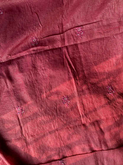 Zunaira Maroon Chikankari Unstiched Kurta Dupatta - Famous Chikankari