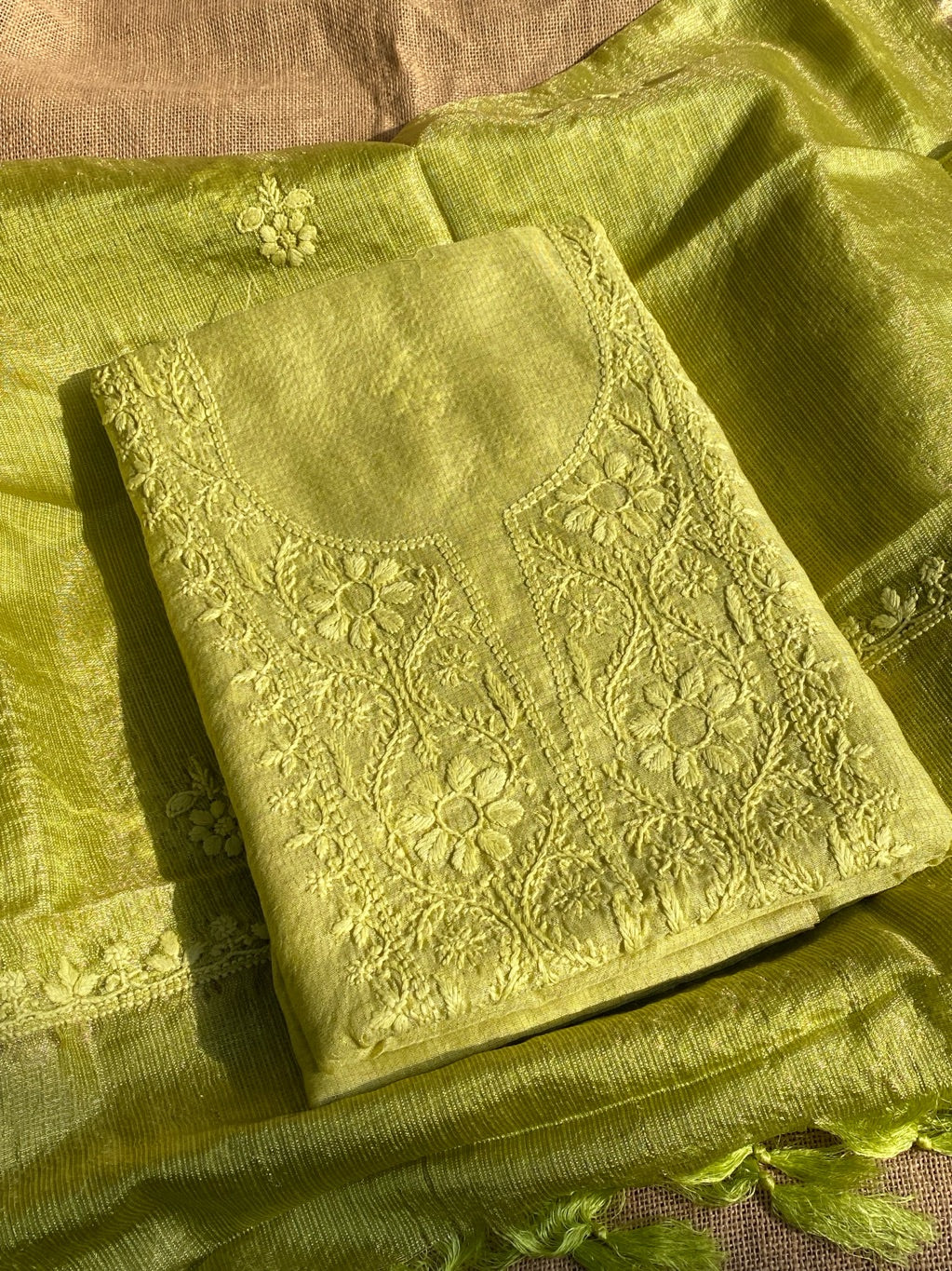 Dhani Chikankari Chanderi Unstiched Dress